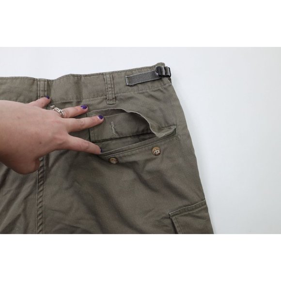Vintage 90s Streetwear Mens 36 Faded Above Knee Cargo Shorts Green Cotton USA - Picture 11 of 13
